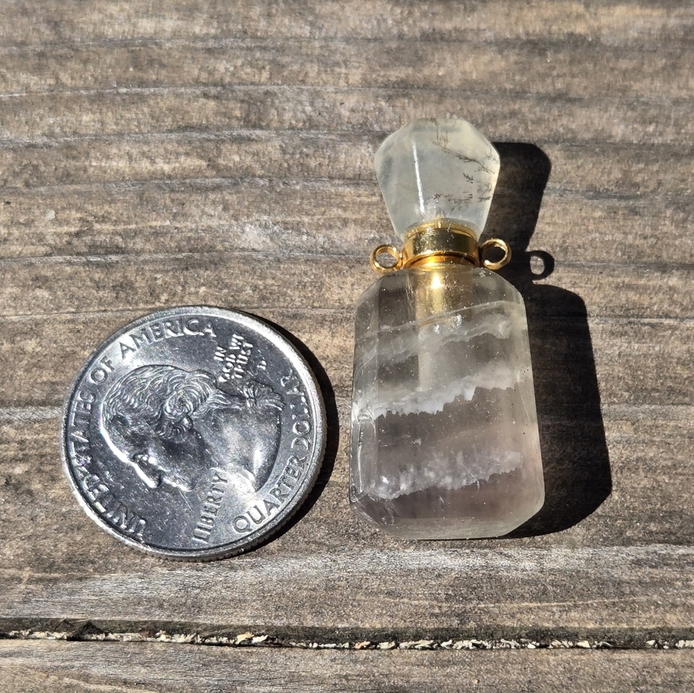 Green Florite Moss Rutile Crystal Bottle Pendant Essential Oil Aroma Therapy - Picture 5 of 5